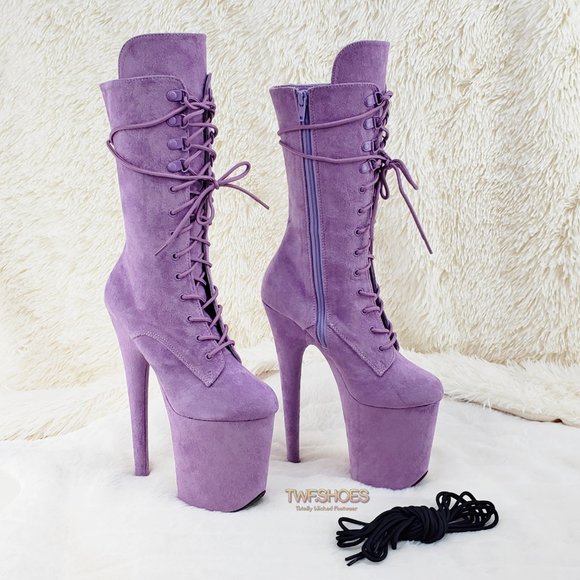 Flamingo 1050 Lilac 8" High Heel Ankle Calf Boots - Picture 2 of 16
